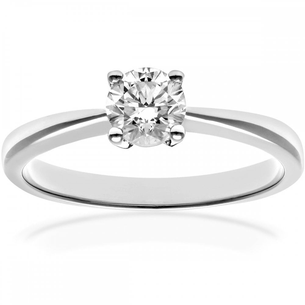 18ct White Gold Engagement Ring, IJ/I Certified 0.50ct Diamond, Round Brilliant