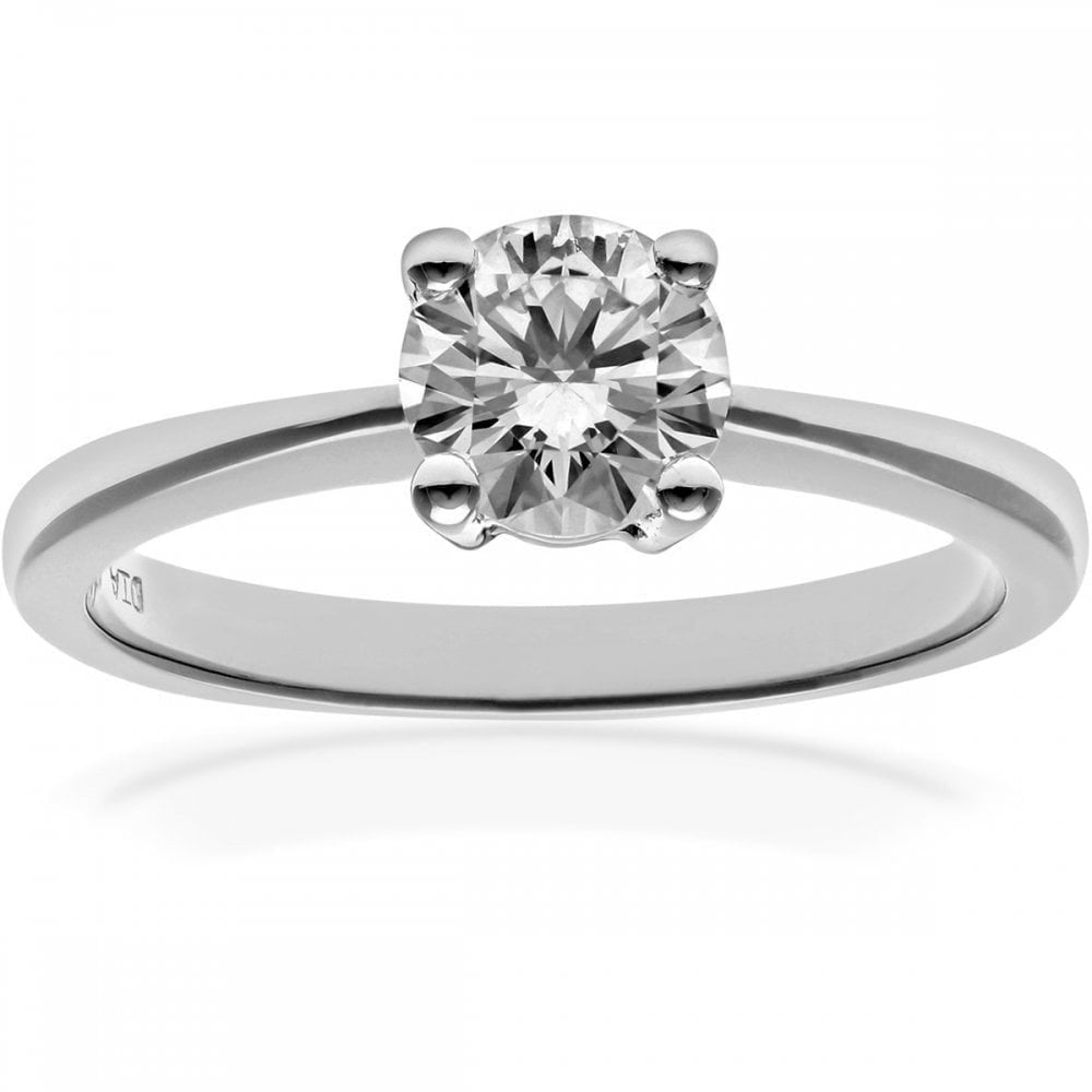 18ct White Gold Engagement Ring, IJ/I Certified 0.75ct Diamond, Round Brilliant