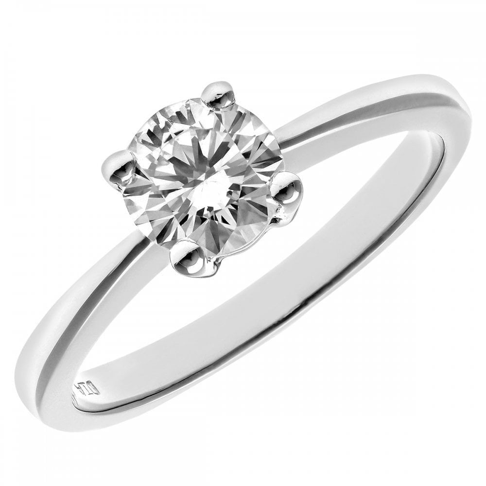 18ct White Gold Engagement Ring, IJ/I Certified 0.75ct Diamond, Round Brilliant