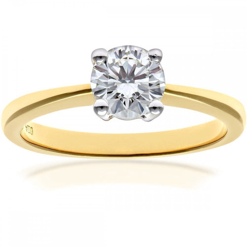 18ct Yellow Gold Engagement Ring, IJ/I Certified 0.75ct Diamond, Round Brilliant