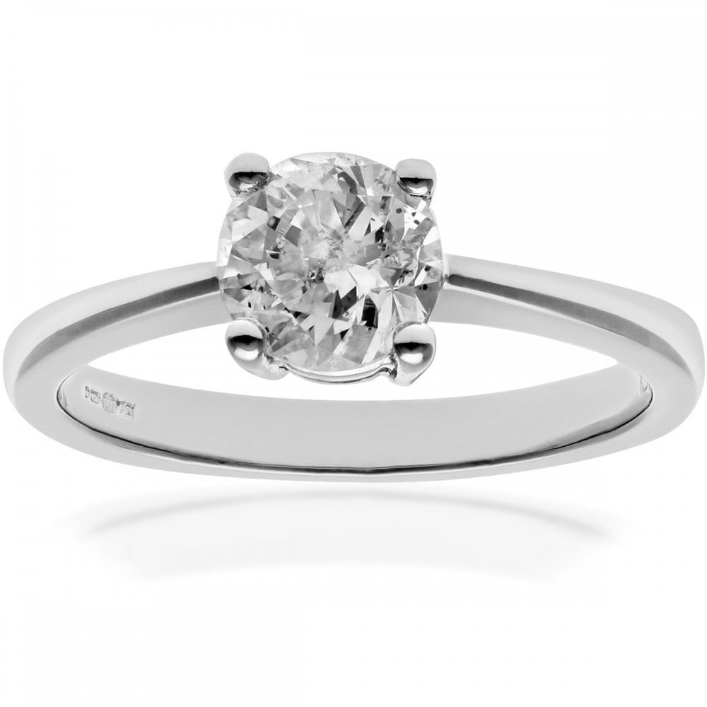 Platinum Engagement Ring, IJ/I Certified 1ct Diamond, Round Brilliant
