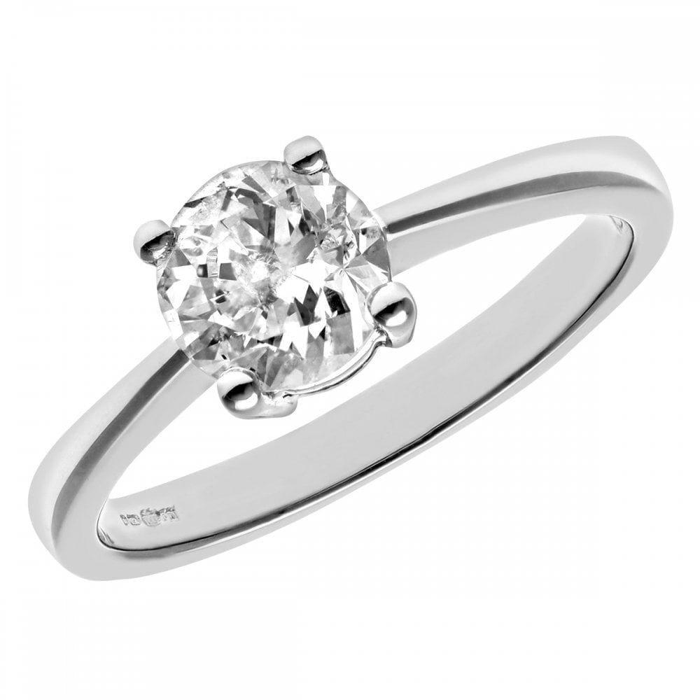 Platinum Engagement Ring, IJ/I Certified 1ct Diamond, Round Brilliant