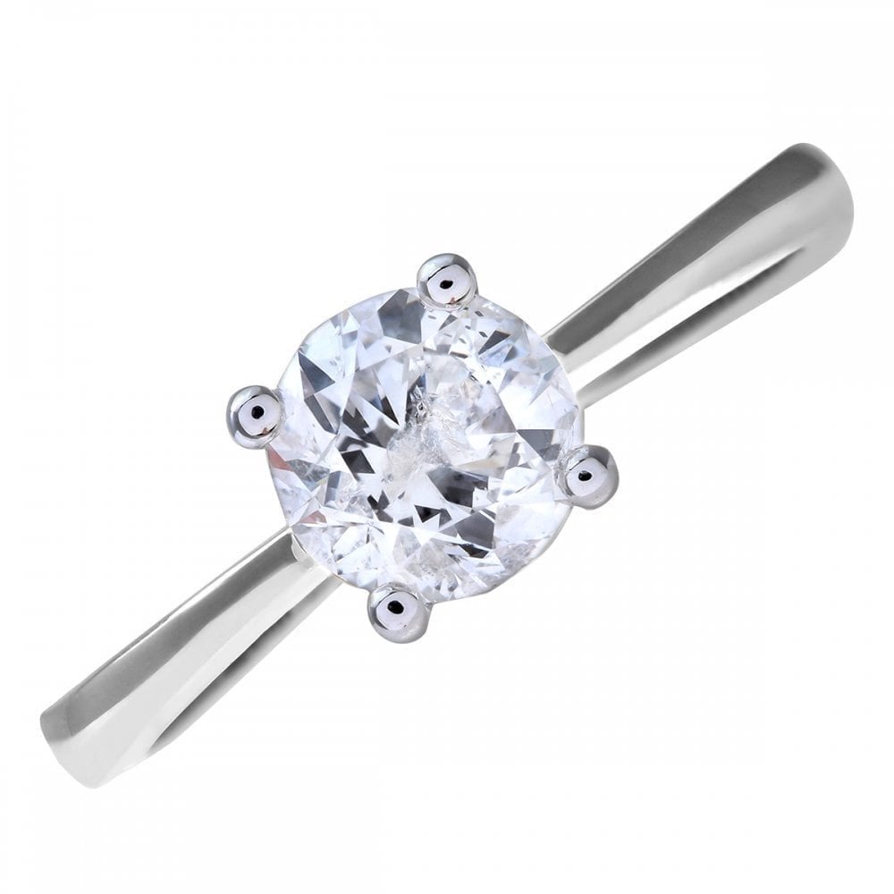 Platinum Engagement Ring, IJ/I Certified 1ct Diamond, Round Brilliant