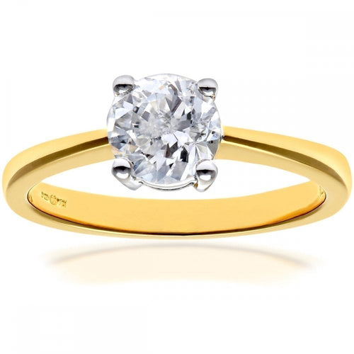 18ct Yellow Gold Engagement Ring, IJ/I Certified 1ct Diamond, Round Brilliant