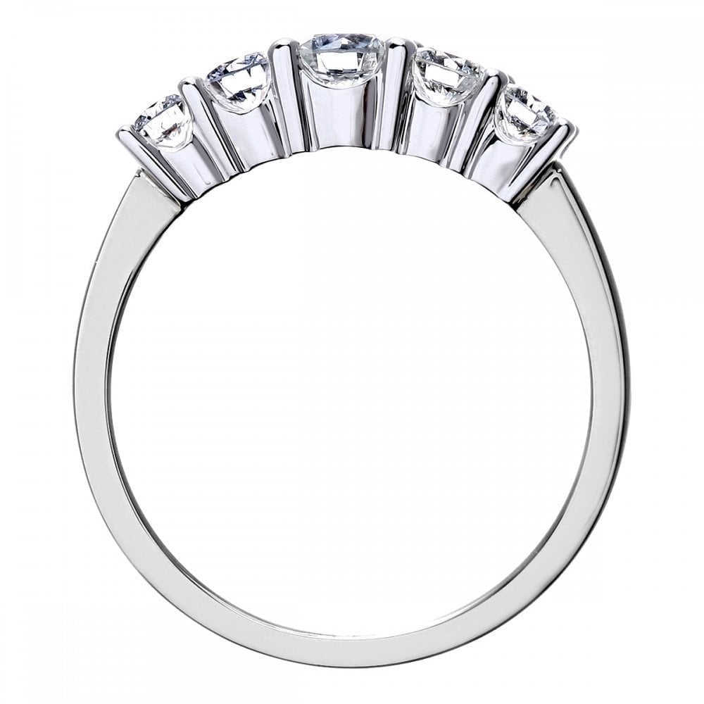 Platinum 5 stone Eternity Ring, IJ/I Certified Diamonds, Round Brilliant, 0.75ct Diamond