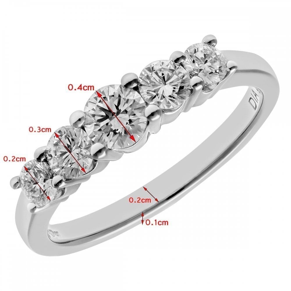 18ct White Gold 5 stone Eternity Ring, IJ/I Certified 0.75ct Diamonds, Round Brilliant