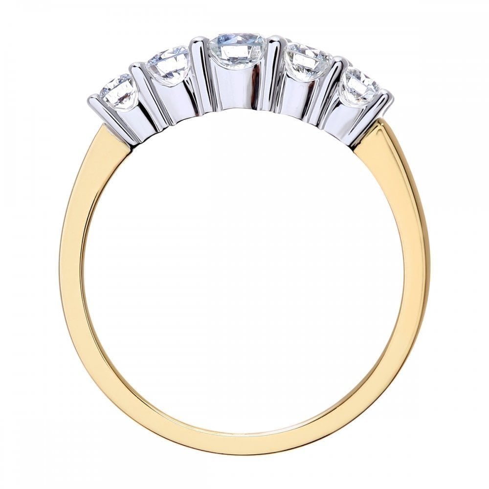 18ct Yellow Gold 5 stone Eternity Ring, IJ/I Certified 0.75ct Diamonds, Round Brilliant
