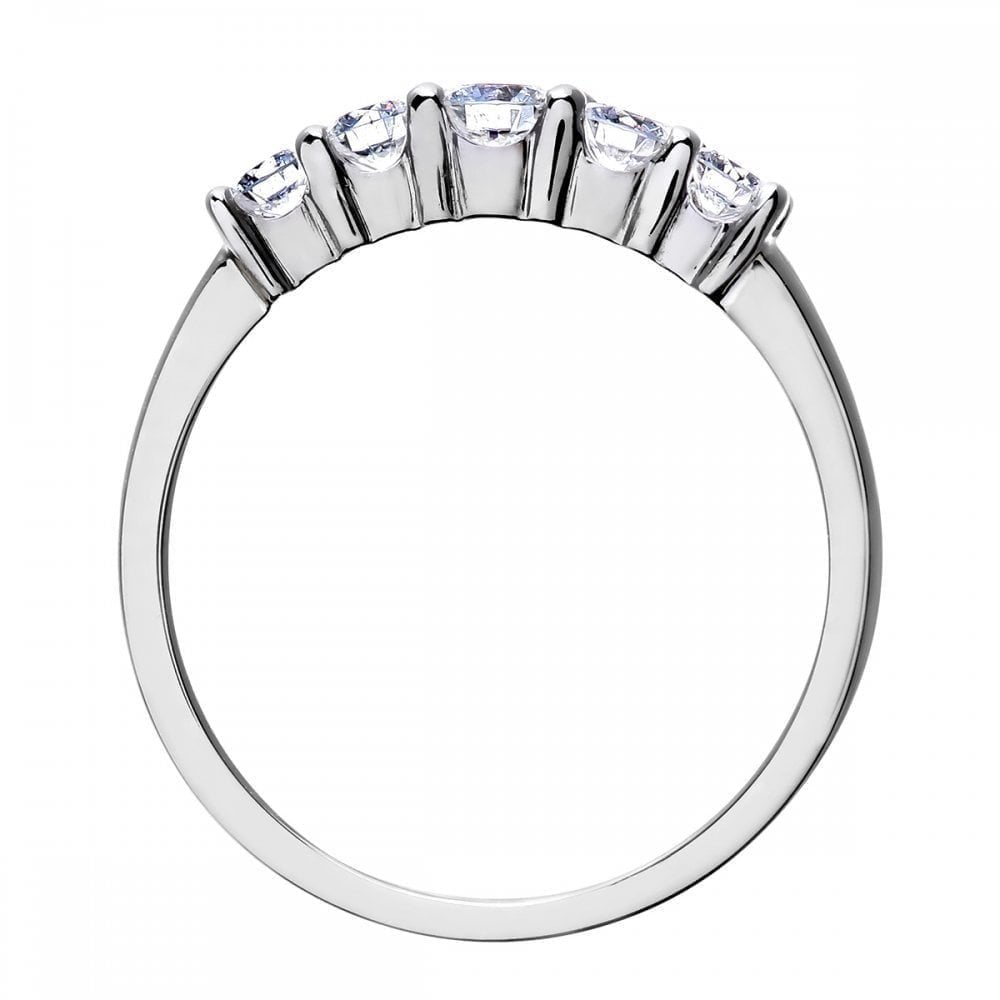 Platinum 5 stone Eternity Ring, IJ/I Certified 0.50ct Diamonds, Round Brilliant
