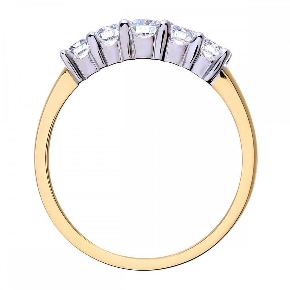 18ct Yellow Gold 5 stone Eternity Ring, IJ/I Certified 0.50ct Diamonds, Round Brilliant