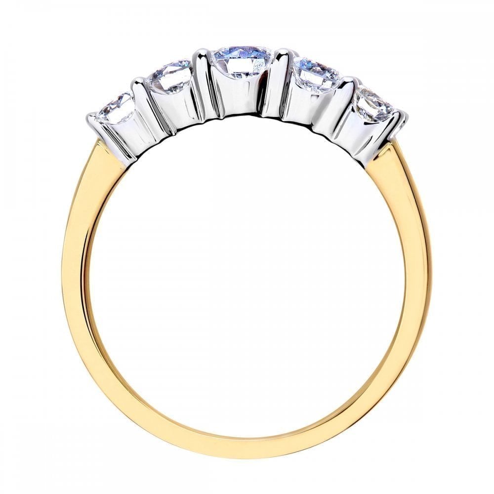 18ct Yellow Gold 5 stone Eternity Ring, IJ/I Certified 1ct Diamonds, Round Brilliant