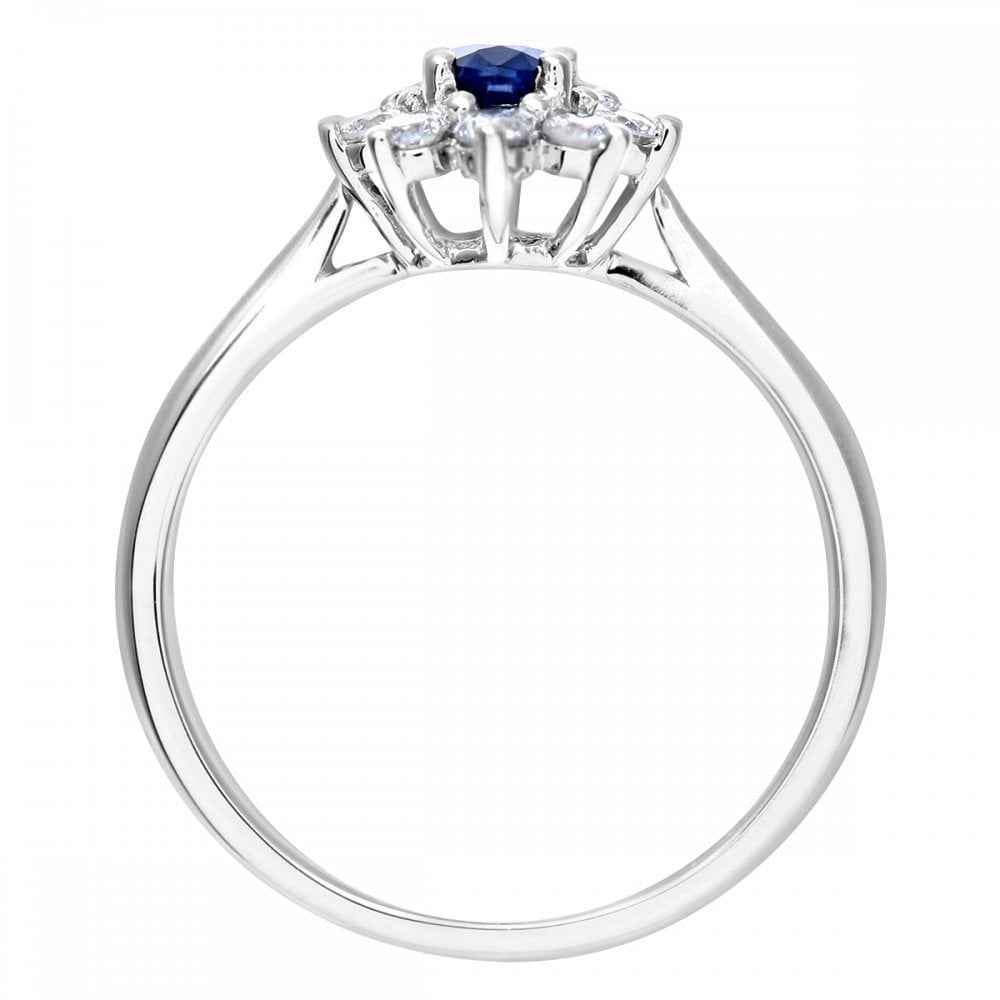 0.93 Ct Oval Natural Blue Sapphire and Diamond Halo Ring in 18ct White Gold