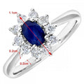 0.93 Ct Oval Natural Blue Sapphire and Diamond Halo Ring in 18ct White Gold
