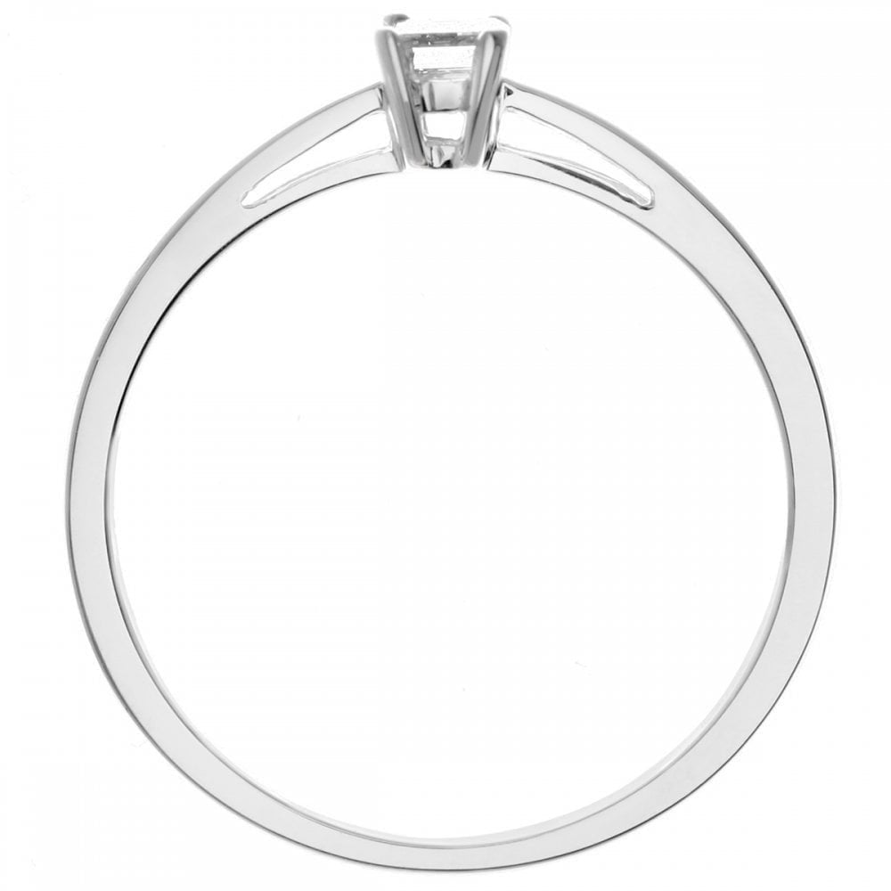 18ct White Gold Ring Certified 0.25ct Diamond, Emerald Cut