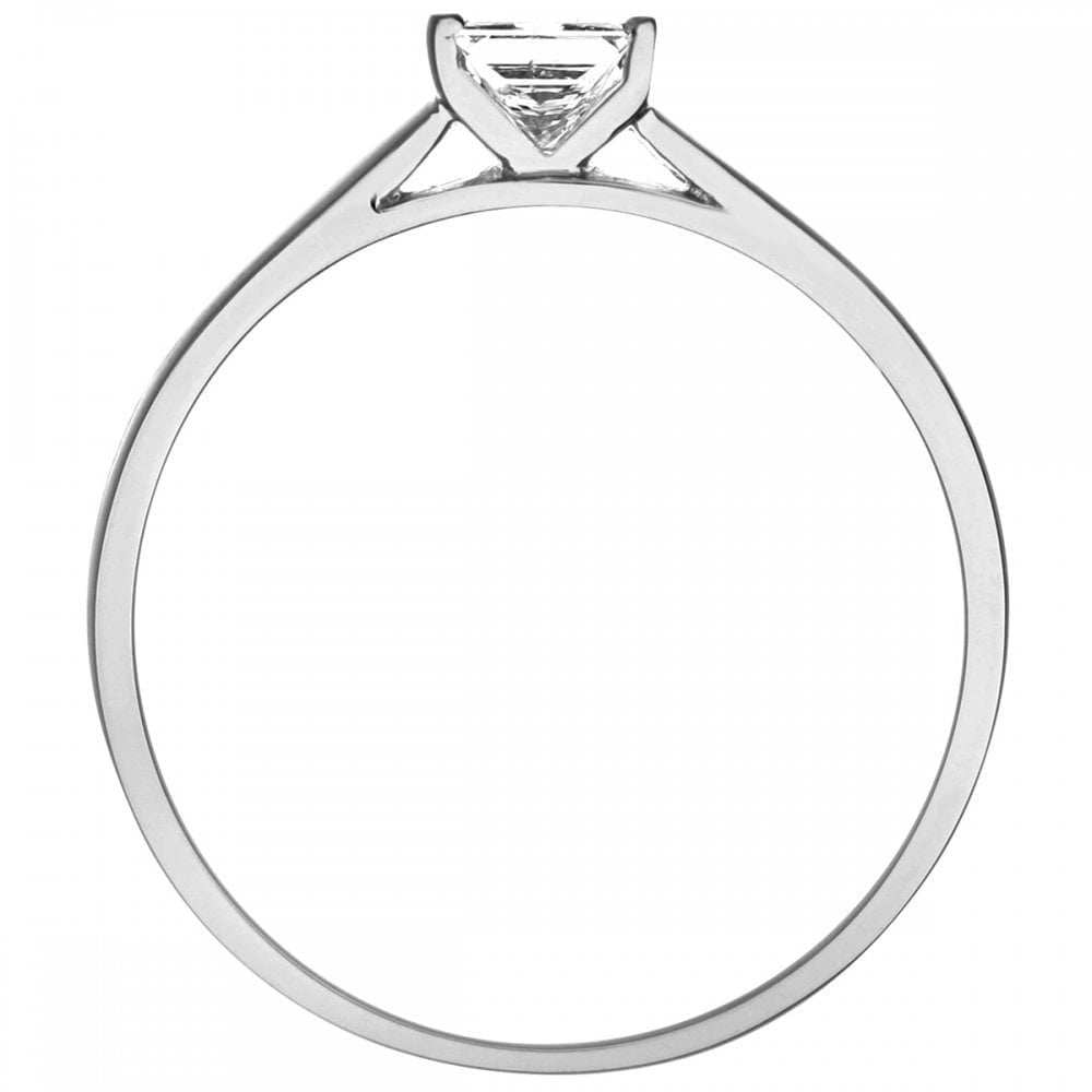18ct White Gold Ring, 0.25ct Certified Diamond, Princess Cut