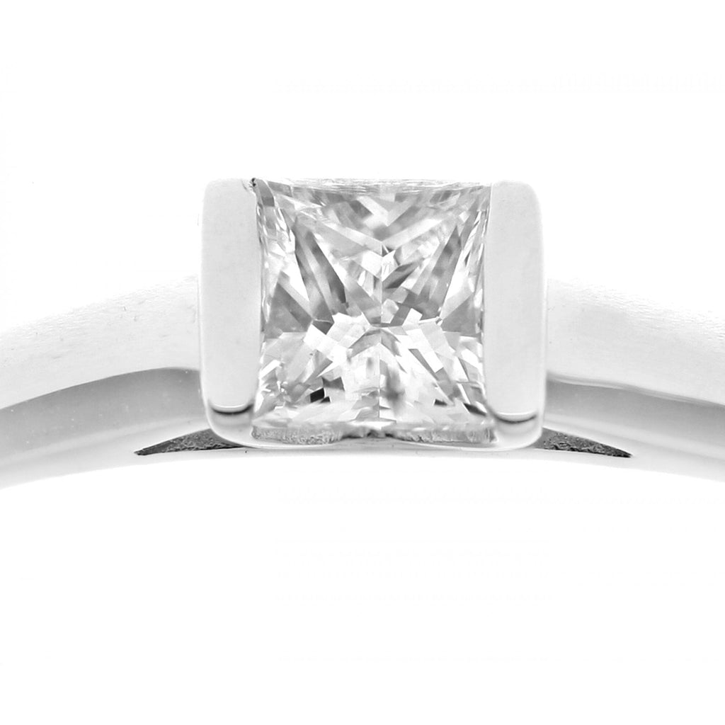 18ct White Gold Ring, 0.33ct Certified Diamond, Princess Cut