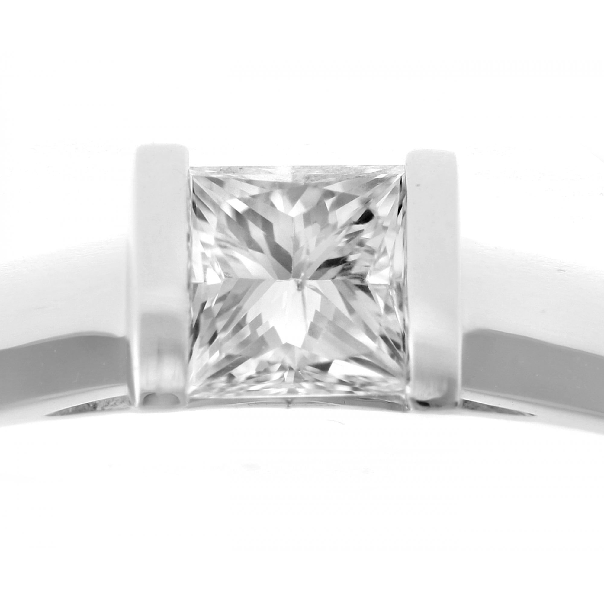 18ct White Gold Ring, 0.50ct Certified Diamond, Princess Cut