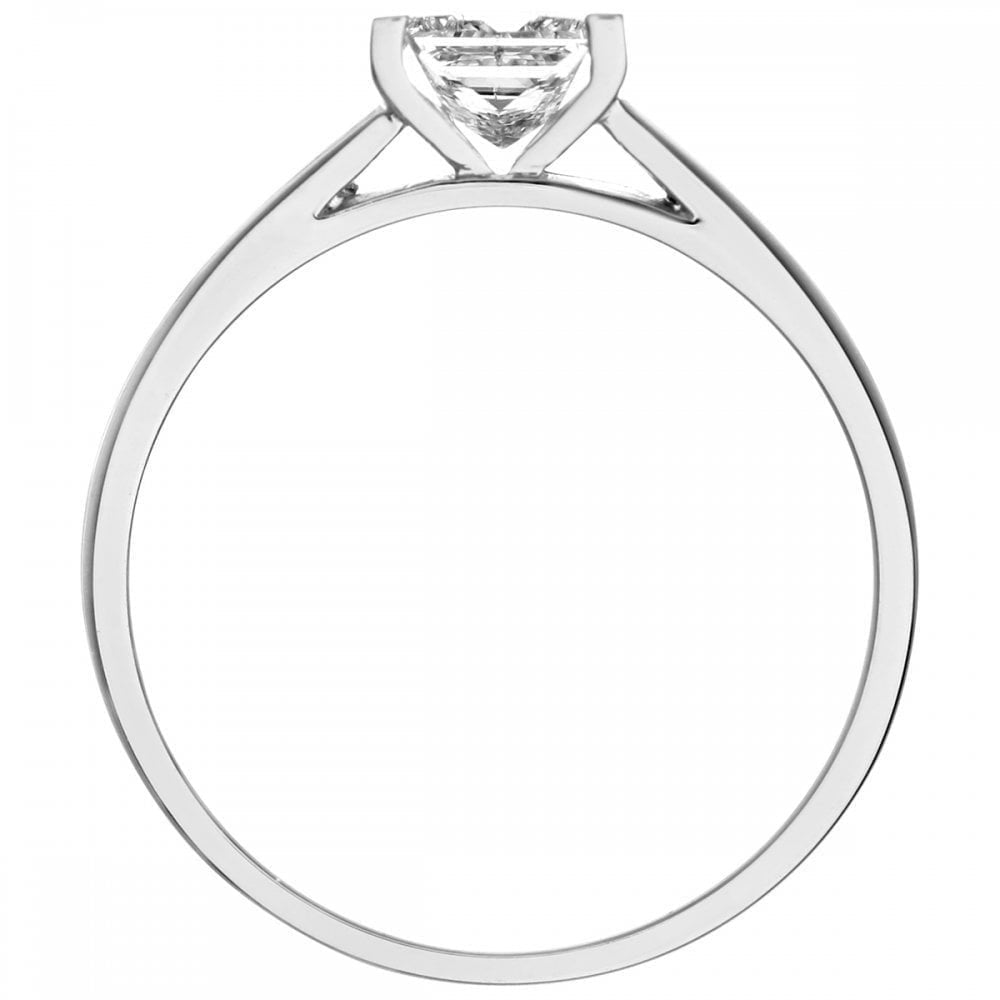 18ct White Gold Ring, 0.50ct Certified Diamond, Princess Cut