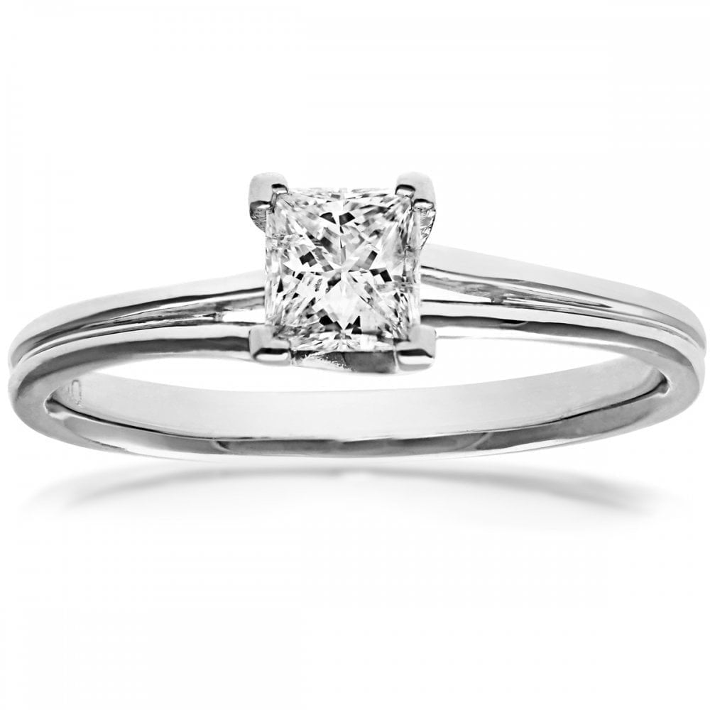 18ct White Gold, 0.50ct Ring, Certified Diamond, Princess cut