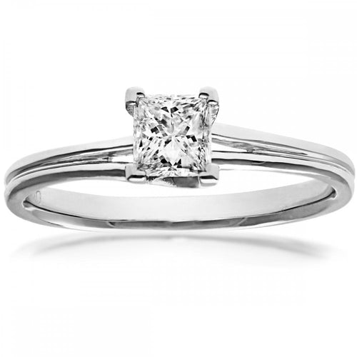 18ct White Gold, 0.50ct Ring, Certified Diamond, Princess cut