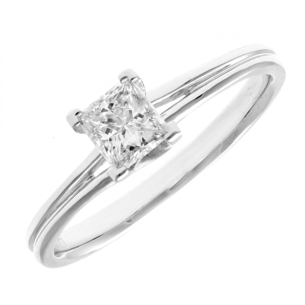 18ct White Gold, 0.50ct Ring, Certified Diamond, Princess cut