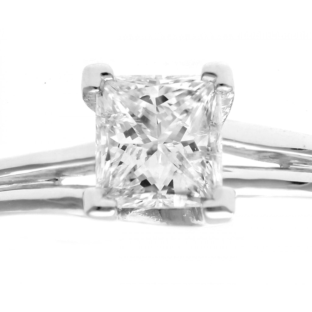 18ct White Gold, 0.50ct Ring, Certified Diamond, Princess cut