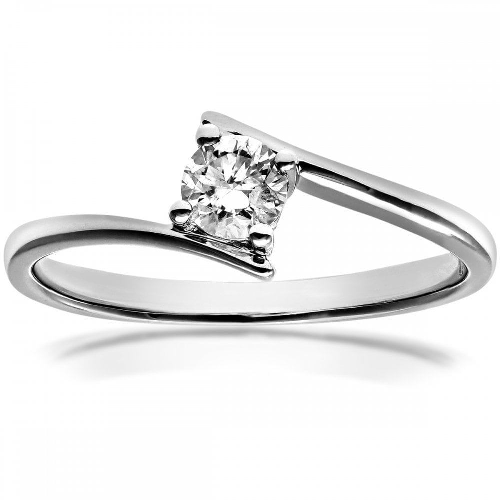 18ct White Gold Ring, 0.25ct Certified Diamond, Round Brilliant
