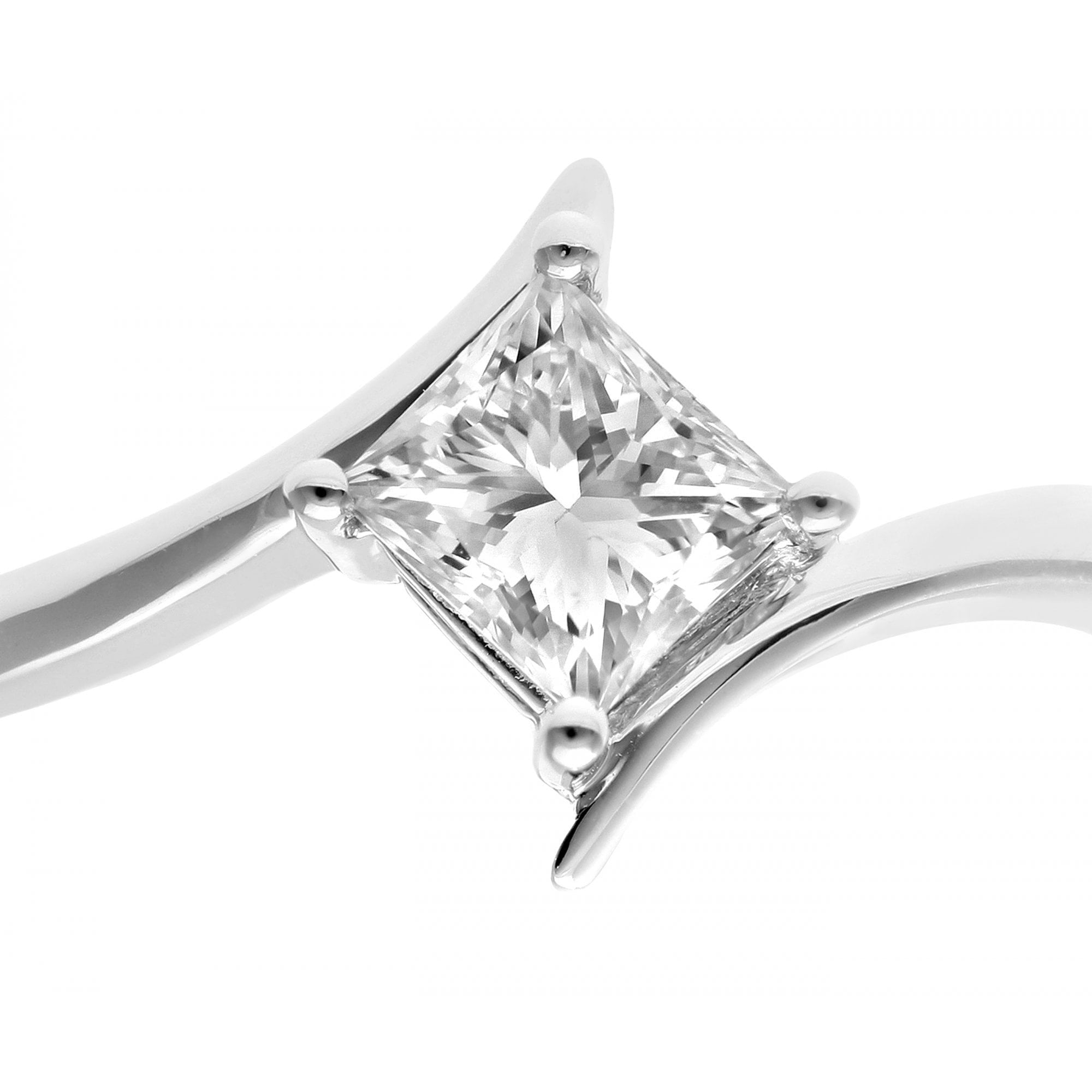 18ct White Gold Ring, 0.50ct Certified Diamond, Princess Cut