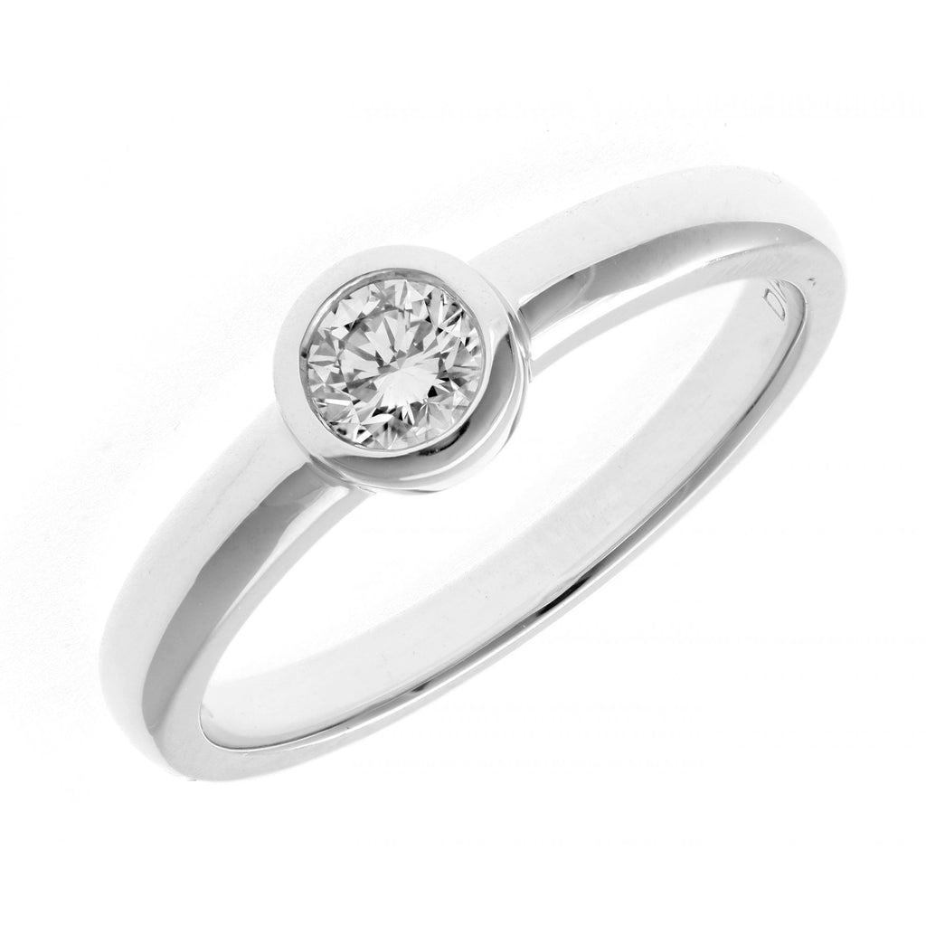 18ct White Gold Ring, 0.25ct Certified Diamond, Round Brilliant