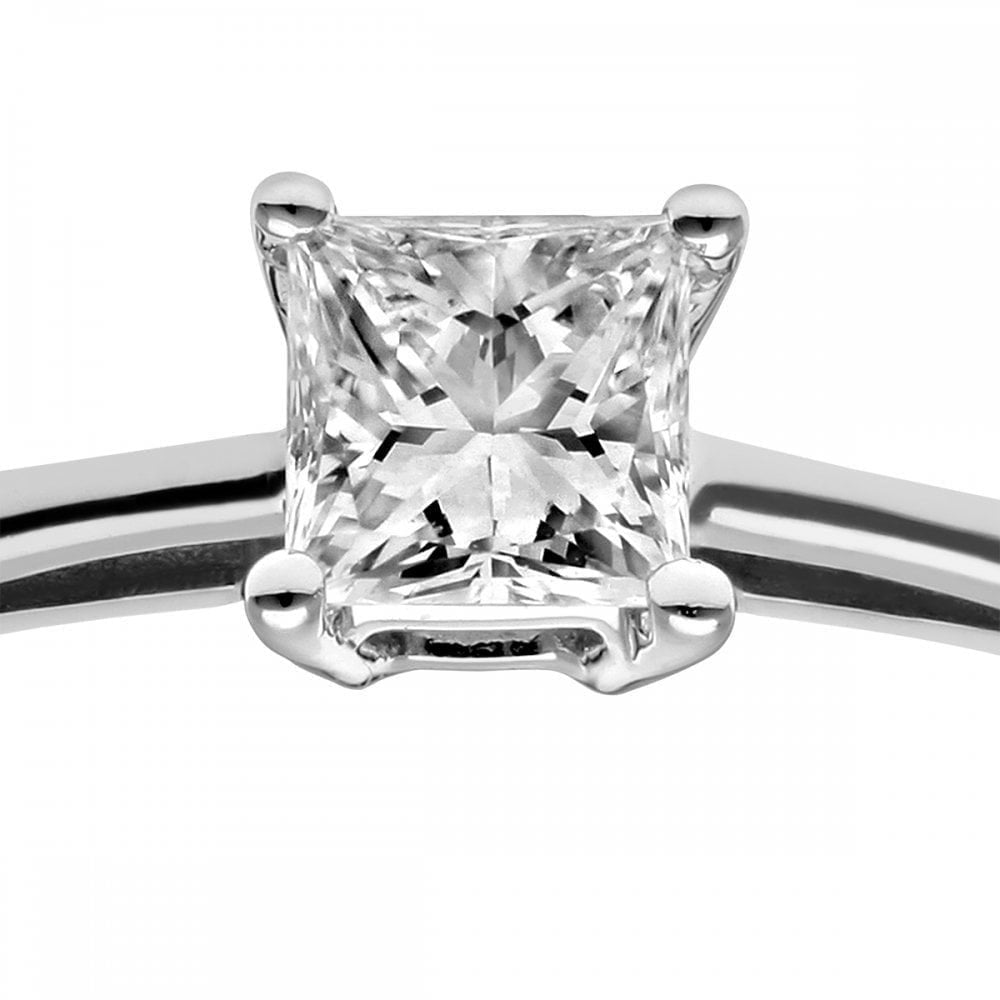 Platinum Engagement Ring, J/I Certified 0.25ct Diamond, Princess Cut