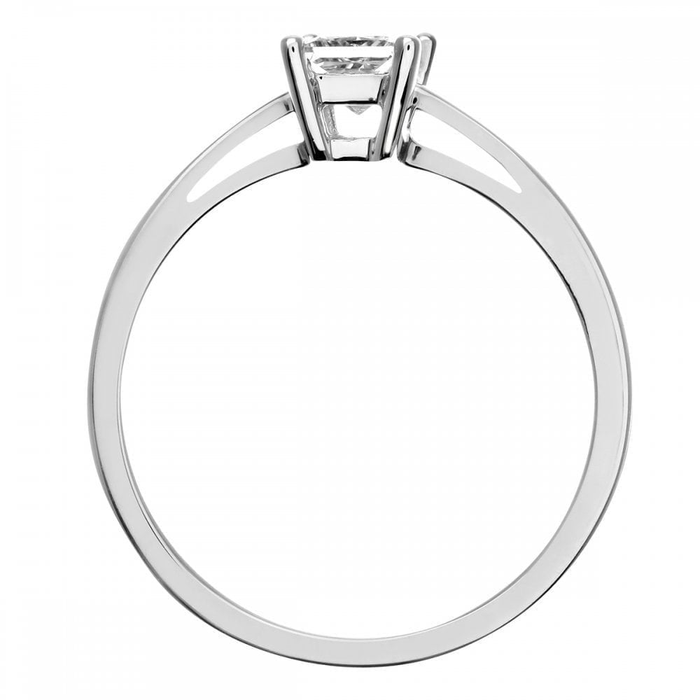18ct White Gold Engagement Ring, J/I Certified 0.33ct Diamond, Princess Cut