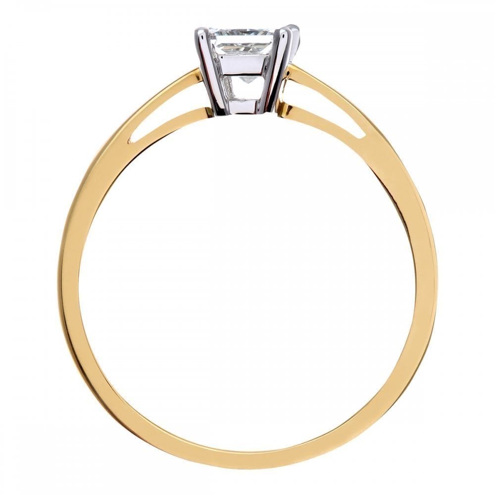 18ct Yellow Gold Engagement Ring, J/I Certified 0.33ct Diamond, Princess Cut