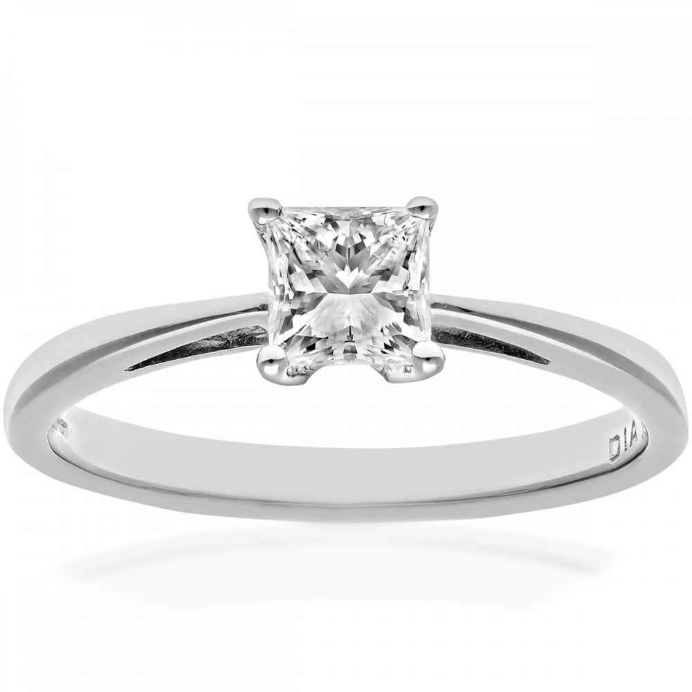 Platinum Engagement Ring, J/I Certified 0.50ct Diamond, Princess Cut