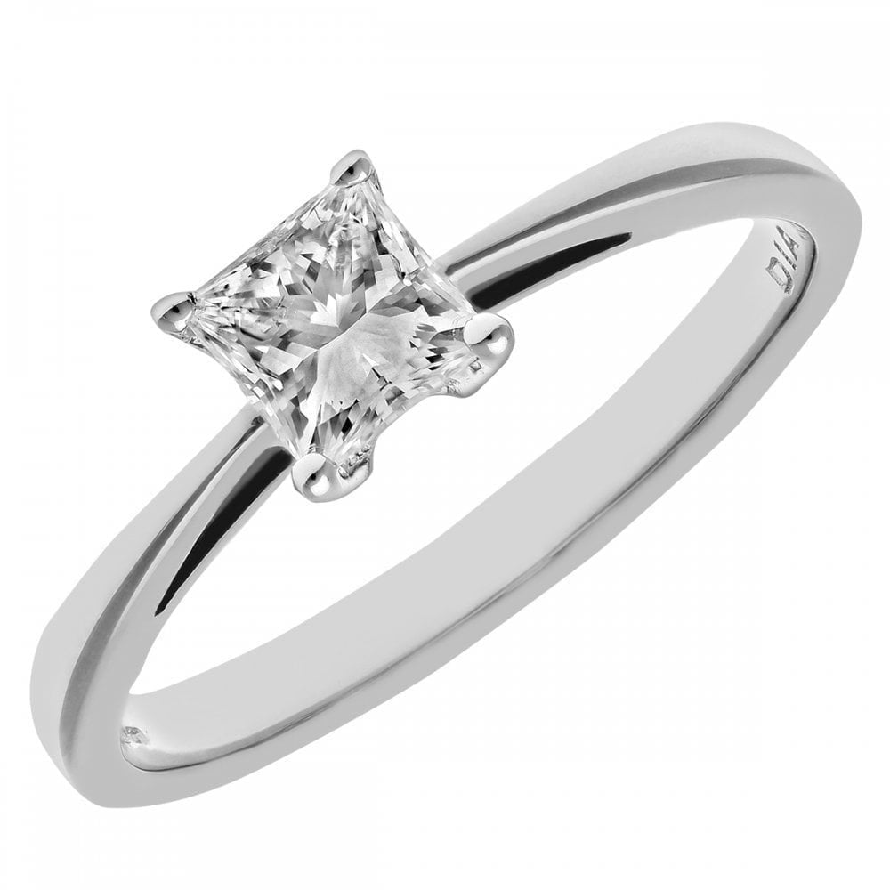 Platinum Engagement Ring, J/I Certified 0.50ct Diamond, Princess Cut