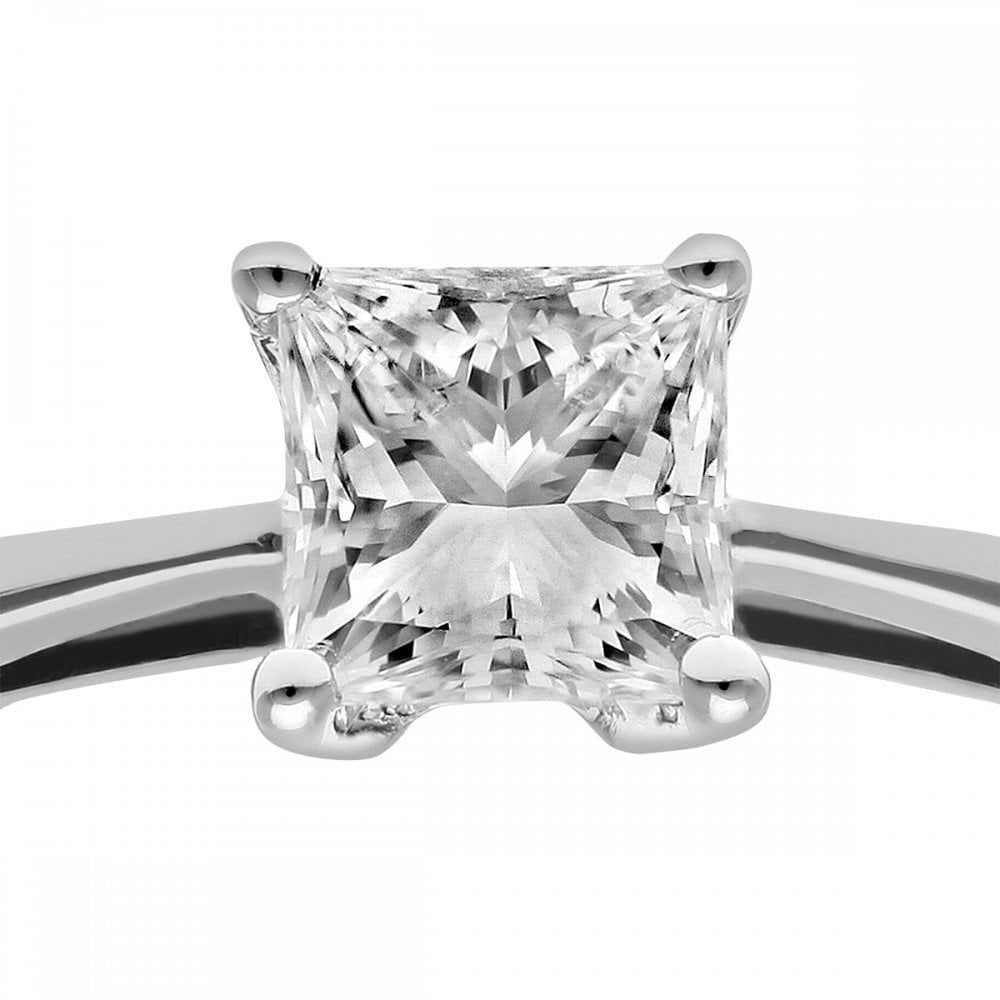 Platinum Engagement Ring, J/I Certified 0.50ct Diamond, Princess Cut