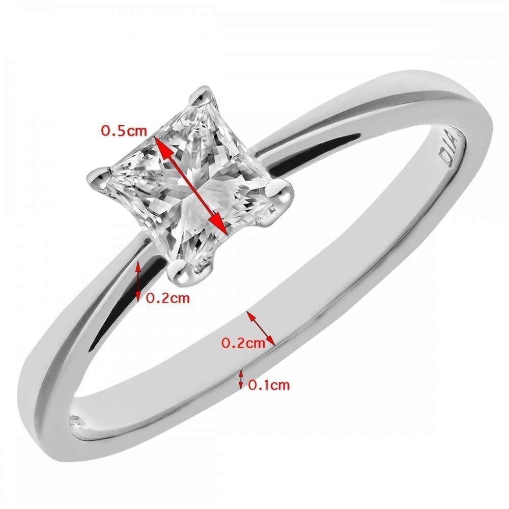 Platinum Engagement Ring, J/I Certified 0.50ct Diamond, Princess Cut