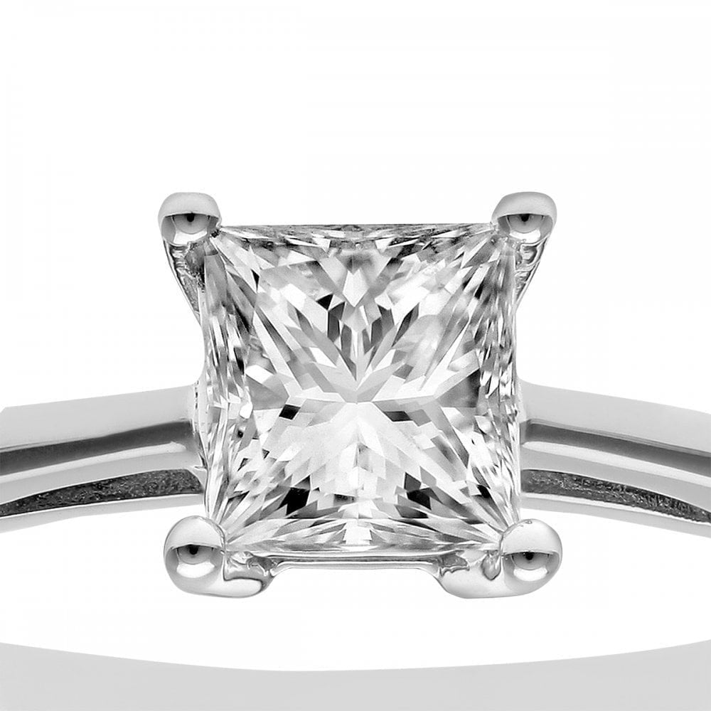 Platinum Engagement Ring, J/I Certified 0.75ct Diamond, Princess Cut