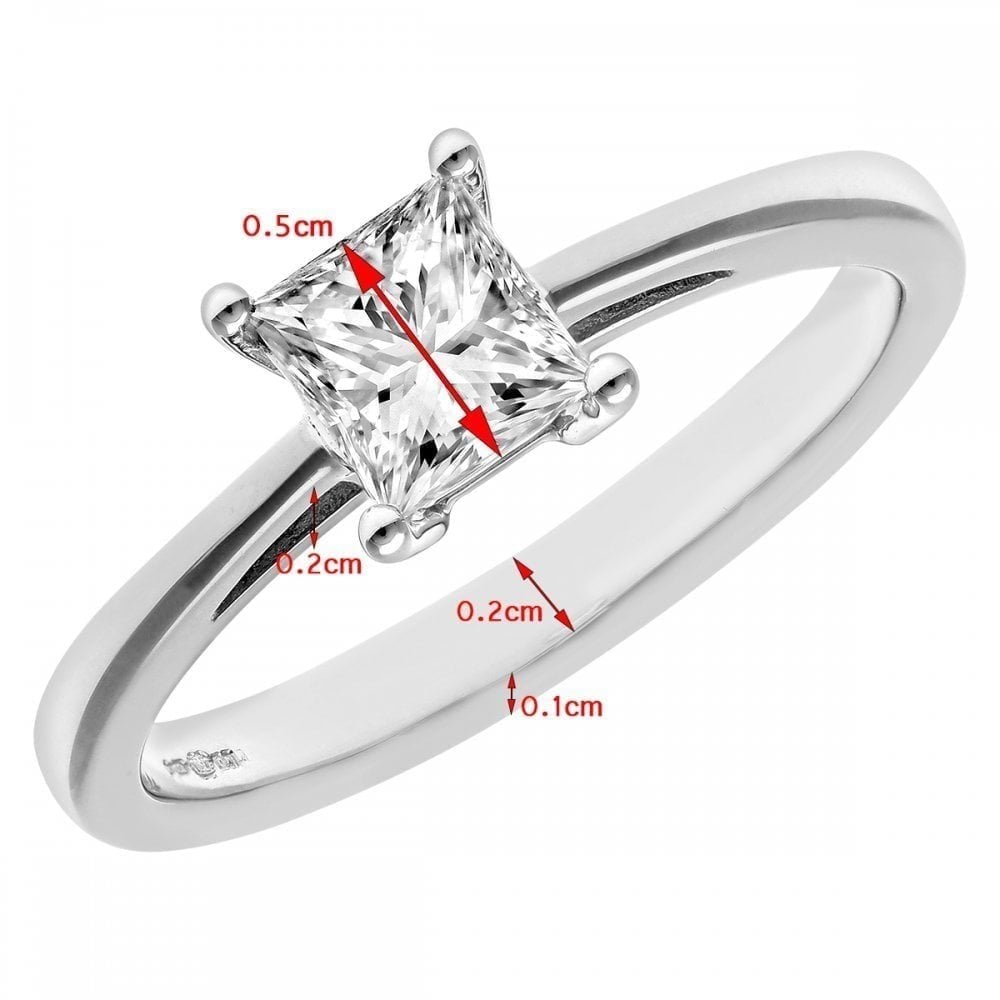 18ct White Gold Engagement Ring, J/I Certified 0.75ct Diamond, Princess Cut
