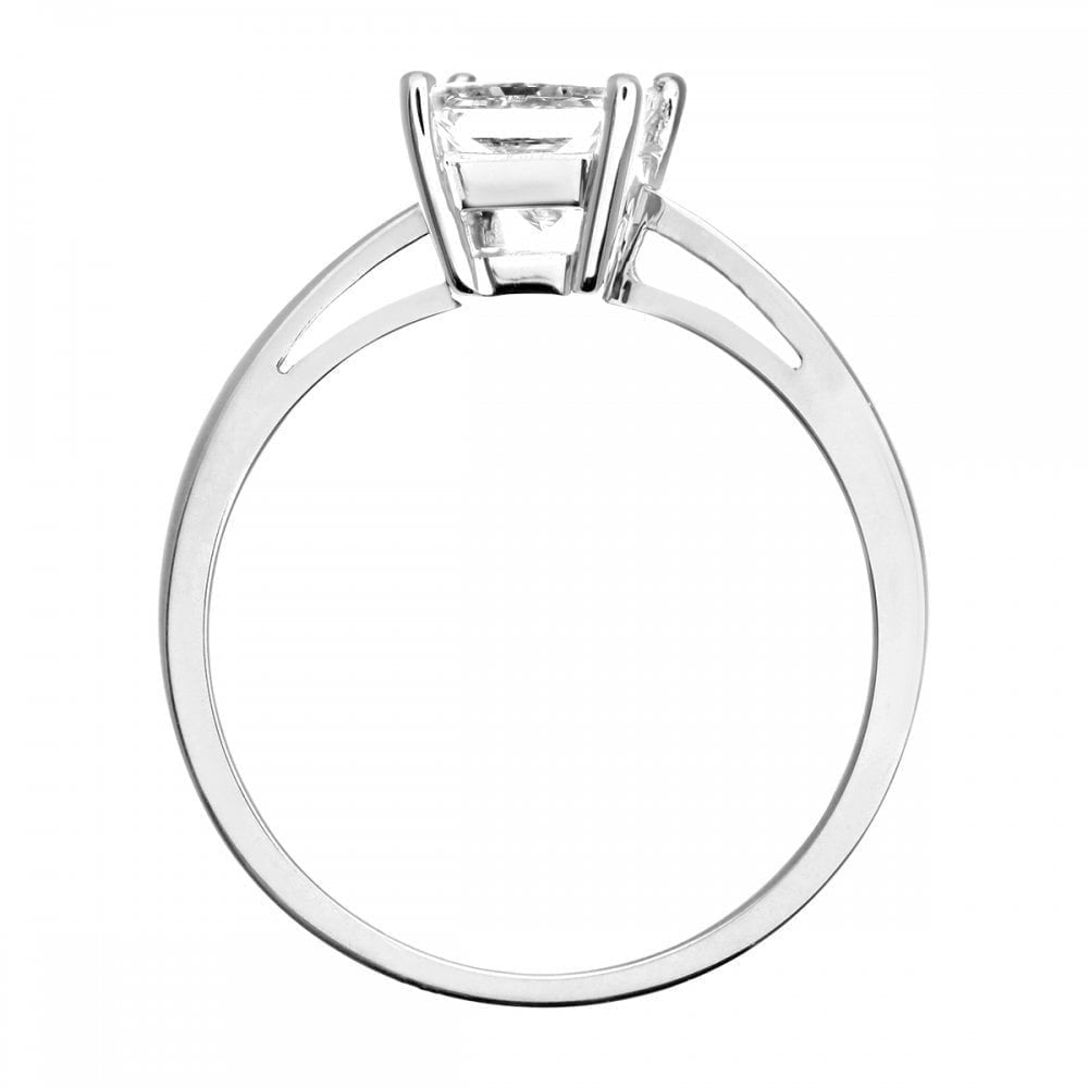 Platinum Engagement Ring, J/I Certified 1ct Diamond, Princess Cut