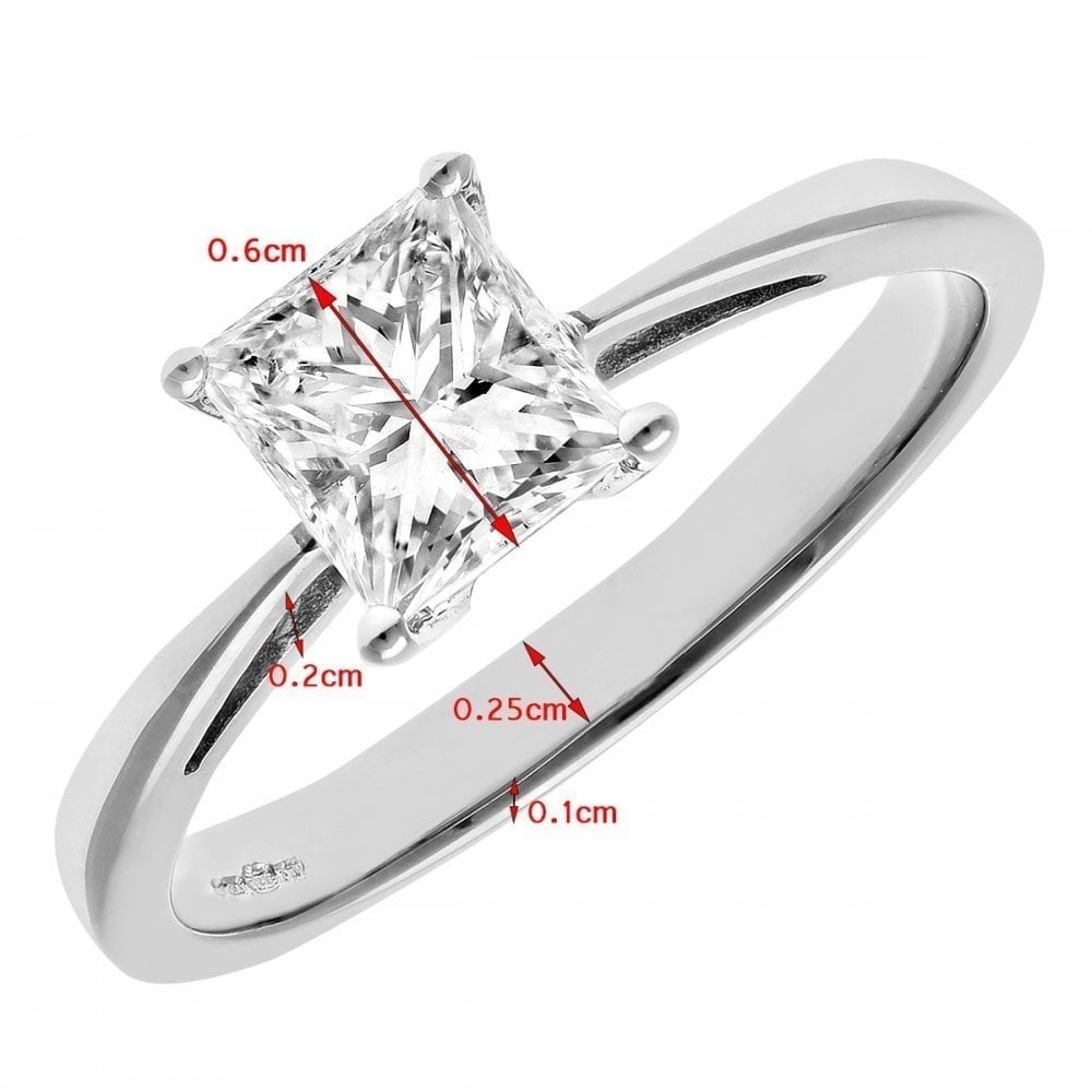 Platinum Engagement Ring, J/I Certified 1ct Diamond, Princess Cut