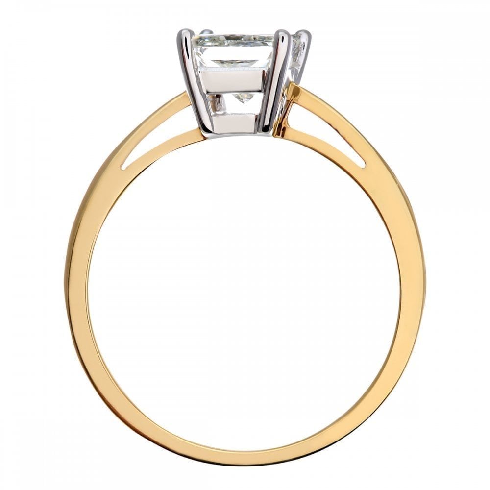 18ct Yellow Gold Engagement Ring, J/I Certified 1ct Diamond, Princess Cut