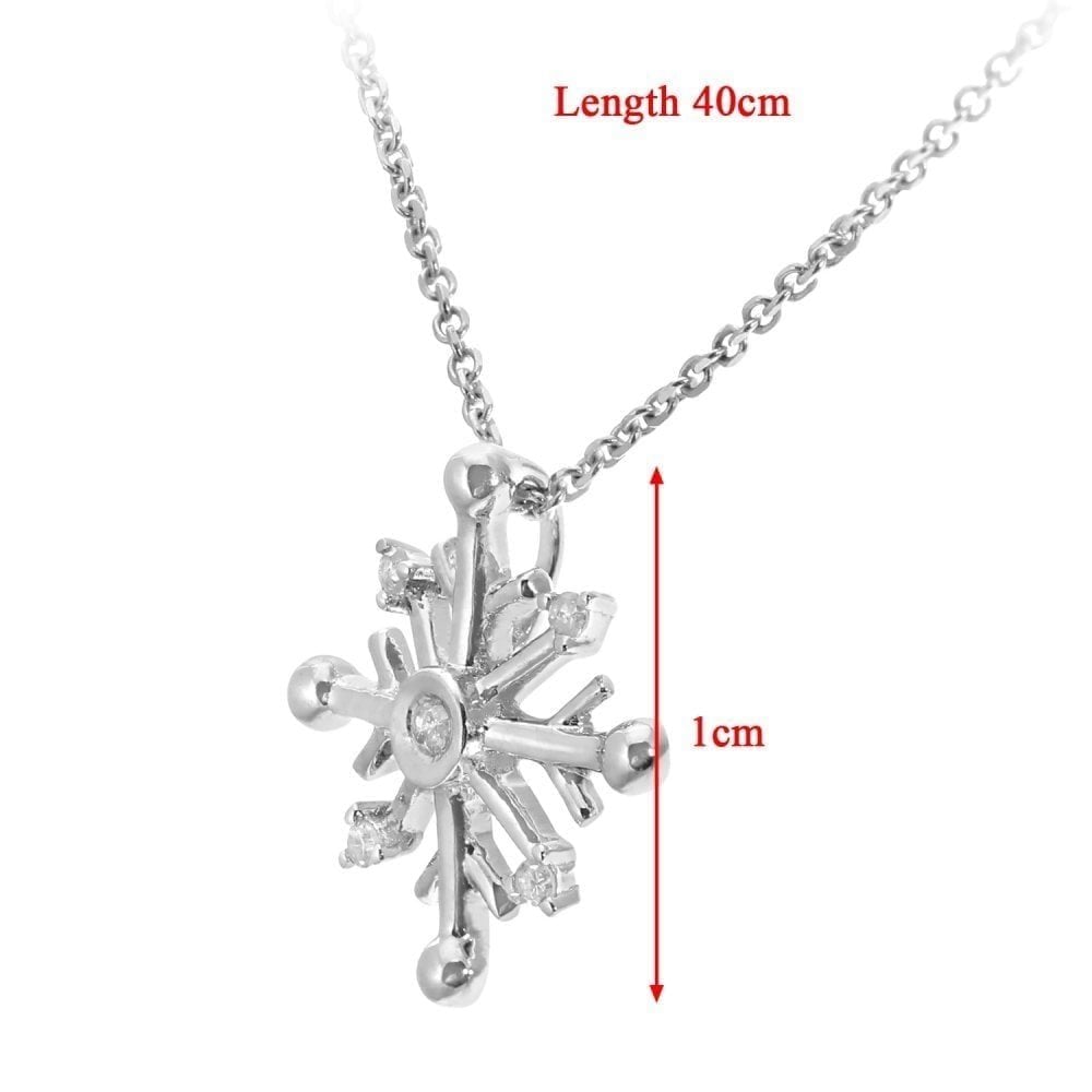 9ct White Gold Natural Diamond Snowflake Necklace, I2-I3 H-I Size 18 Inch