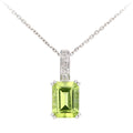 9ct White Gold Octagon Peridot and Diamond Pendant Necklace