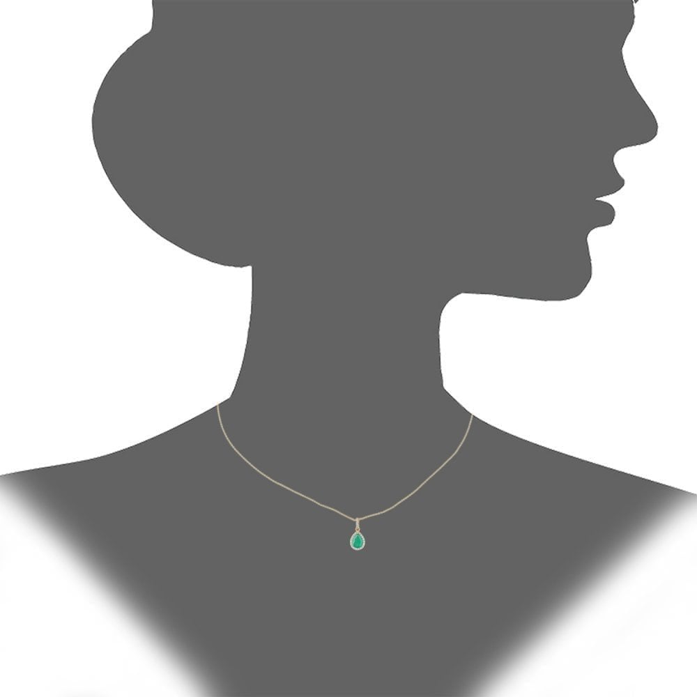 18ct Yellow Gold 0.60ct Pear Emerald & Diamond Cluster Pendant Necklace