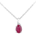 9ct White Gold Oval Ruby and 0.01ct Diamond Pendant Necklace