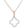 9ct Rose Gold Natural Diamond Open Clover Necklace, I2-I3 H-I Size 16 Inch