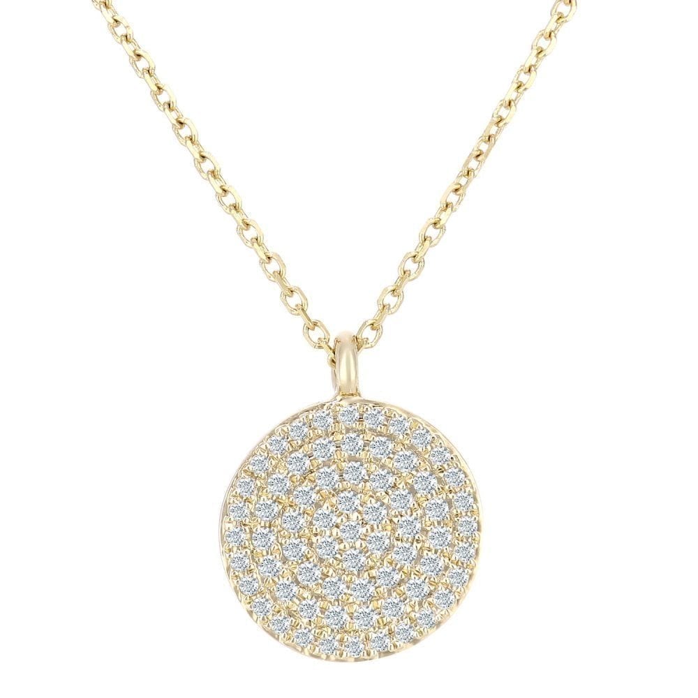 9ct Gold Natural Diamond Cluster Disc Necklace