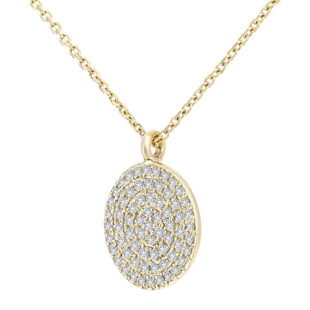 9ct Gold Natural Diamond Cluster Disc Necklace