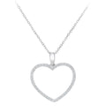 9ct White Gold Natural Diamond Open Heart Necklace