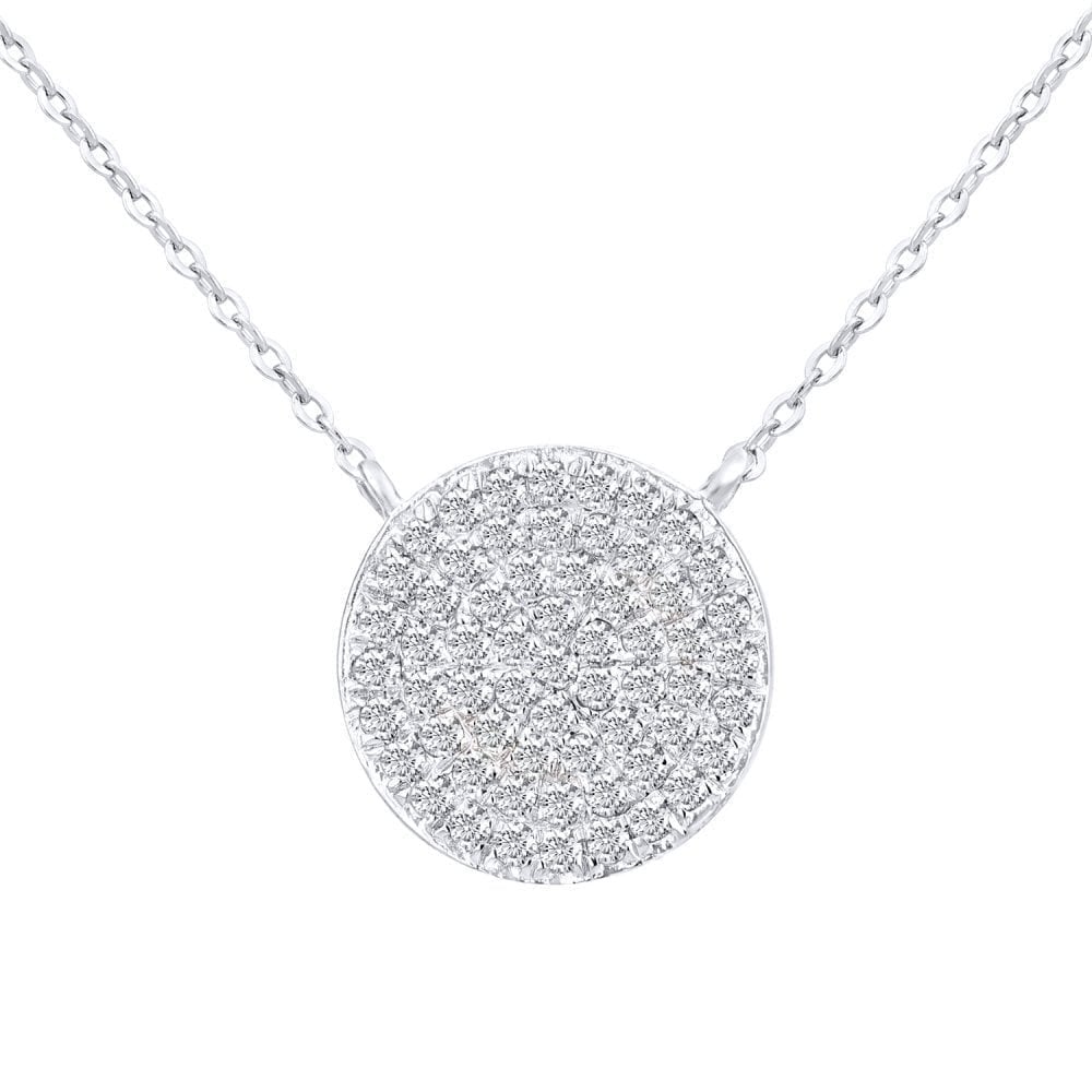 Diamond Cluster Necklace 9ct White Gold | Prime Jewellery