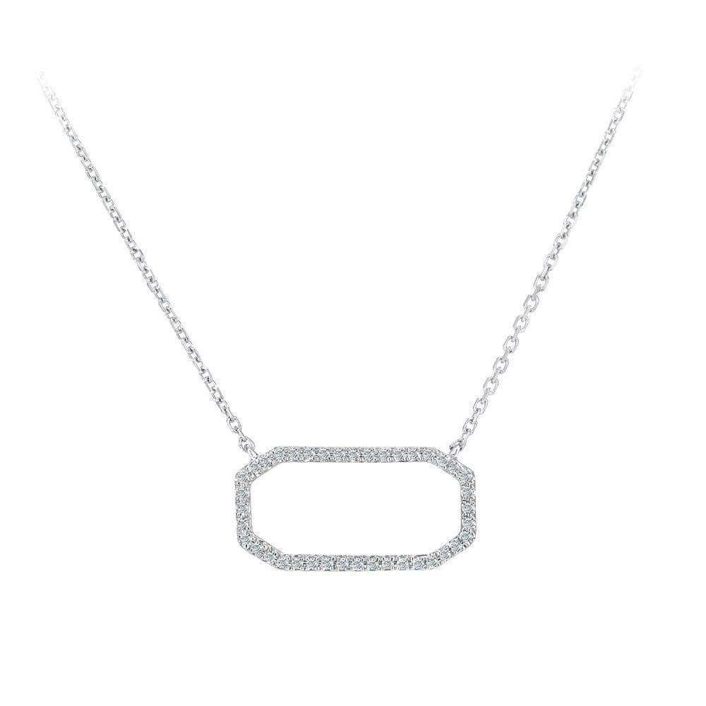 9ct White Gold Natural Diamond Octagon Necklace